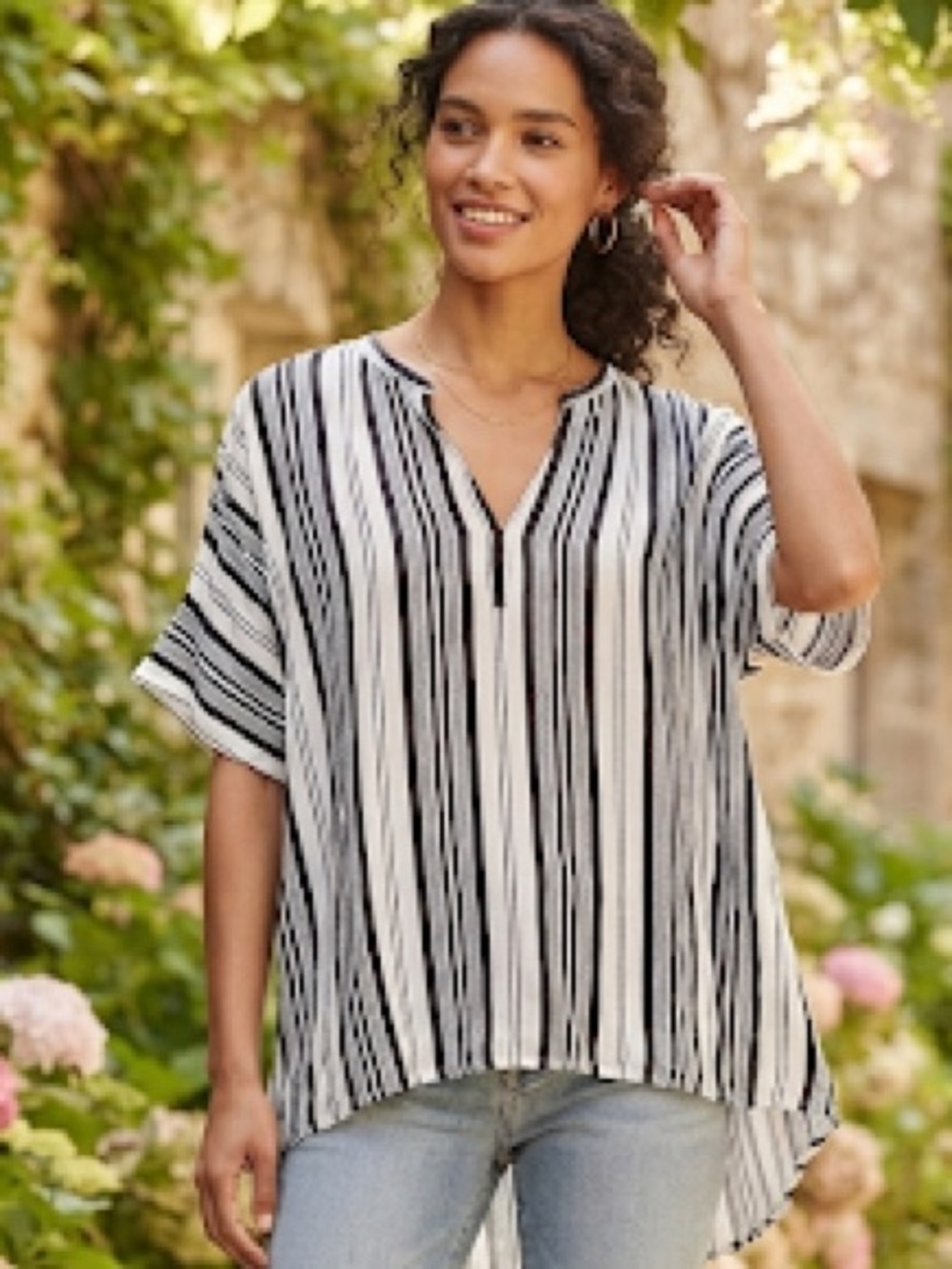 L’At by L’agence V-Neck Striped Rayon Blouse 4